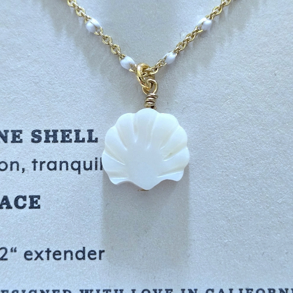 ✨️HP✨️ Luna🌙 Norte Mother of Pearl Clam Shell🐚 Pendant Necklace - NIB - Picture 13 of 16